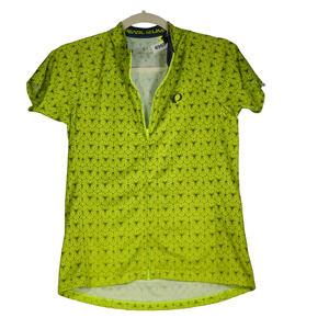 Pearl Izumi Cycling Top Womens Medium Neon Green Active Full Zip Bike Pockets